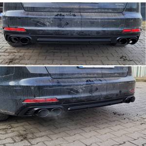 Diffusore posteriore nero con tubi per <span class=keywords><strong>Audi</strong></span> <span class=keywords><strong>A6</strong></span> C8 2019-2022 aggiornamento originale S6 tipo paraurti posteriore per auto labbro diffuso con tubi di scarico - Product Image 6