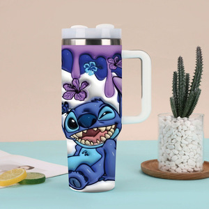 Termo de Acero Inoxidable de Doble Pared con Diseño de <span class=keywords><strong>Stitch</strong></span> de 40 oz, Tapa con Asa, Aislamiento Térmico de 6 a 12 Horas, Pajita, Ecológico - Product Image 5