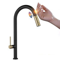 Brosse de luxe or touch sur capteur tirer vers le bas robinet de cuisine pour la cuisine