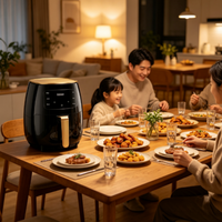 Friteuse à air numérique grande capacité sans huile, écran tactile, menus prédéfinis multiples, pour la cuisine à domicile
