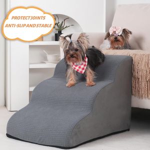 Escalones de espuma para mascotas de alta densidad, escalón antideslizante para perros para cama alta y sofá, rampa de escalera para perros extra ancha y profunda para perros mayores - Product Image 2