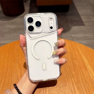 เคสโทรศัพท์มือถือแบบใสแม่เหล็กแฟชั่น สำหรับ iPhone 17 11 12 13 Pro Max 16 Plus 17 Air พร้อมปุ่มโลหะ ป้องกันด้านหลัง - Product Image 5