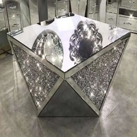 Nouvelle table basse moderne de luxe légère, table basse en diamant argenté, meubles de salon, table d'appoint en verre de haute qualité personnalisée