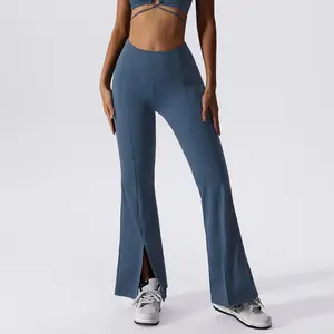 Plus size palestra sexy gamba larga pantaloni da ballo vita alta esercizio e fitness pantaloni svasati leggings da yoga