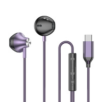 Audífonos Intrauditivos con Cable Tipo C para Juegos, Bajos Potentes, Decodificación Digital, Carcasa Metálica, Control por Cable, Micrófono