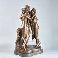Art Décoratif Extérieur Petit Bronze Grec Nu Féminin Figure Sculptures Trois Élégantes Statues Grecques Technique Coulée Personnalisée