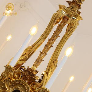 תכשיטים בסגנון צרפתי מימי הביניים וילה ארמון ארמון ברונזה תליון אור ענק אור ענק נברשות פליז יוקרה - Product Image 5