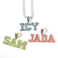 Bijoux Hiphop tendance, pendentifs personnalisés avec 26 lettres lumineuses, collier avec nom en lettres multicolores, chaîne personnalisée avec diamants