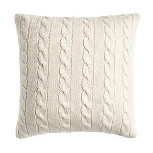 Funda de Almohada Cuadrada de Algodón Tejido, Color Crema, Estilo Nórdico, Decorativa, Lavable a Mano - Product Image 1