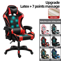 Chaise de jeu Racing Gamer avec repose-pieds, cuir RGB, logo personnalisé, chaise de massage en fer, chaise relevable en cuir PU