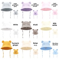 Topi Nelayan Bayi Katun Musim Dingin Baru yang Bernapas dengan Telinga Beruang Kartun Bermotif Bunga, Topi Pelindung Matahari untuk Anak Usia 0-3 Tahun