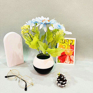 Plante artificielle en pot tournesol Qi Xing 25 cm, fleur en soie, décoration intérieure - Product Image 3
