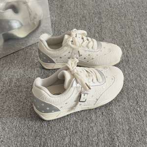 <span class=keywords><strong>Scarpe</strong></span> da ginnastica <span class=keywords><strong>bianche</strong></span> testurizzate retrò da <span class=keywords><strong>donna</strong></span>, sneakers casual basse e leggere alla moda - Product Image 2