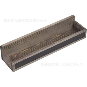Retro wooden <b>wall</b>-<b>mounted</b> <b>shelf</b> with writable chalkboard labels, solid wood kitchen condiment rack - Product Image 5