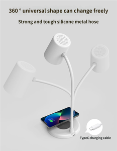 Lampe de bureau 3 en 1 avec lumière LED réglable et chargeur sans fil à charge rapide 15W, haut-parleur Bluetooth - Product Image 3