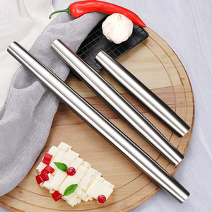 <span class=keywords><strong>Mattarello</strong></span> liscio in acciaio inossidabile per la cottura per la torta di Pizza fondente pasta per biscotti da cucina - Product Image 1