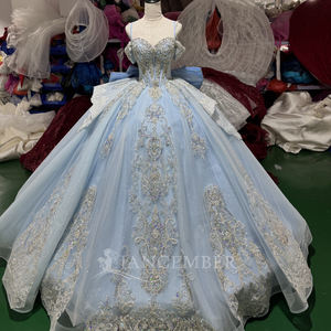 Vestido de Quinceañera Moderno de Lujo Xs249, Estilo Princesa, con Espalda Descubierta, Lentejuelas de Cristal, Largo hasta el Suelo, con Cuentas y Cola de Capilla - Product Image 2