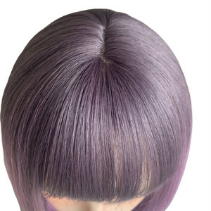 Perruque courte et droite pour femme avec frange, en fibre synthétique haute température, style Lisa bob, perruque de cosplay fabriquée à la machine - Product Image 6