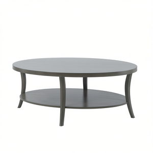 Mesa de Centro Ovalada DB con Tapa de Mármol Gris y Estructura Metálica, Diseño Contemporáneo para Sala de Estar - Product Image 1