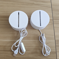 Base de lampe LED alimentée par USB avec fente en acrylique, support de plaque lumineuse blanche, cordon avec interrupteur intégré pour veilleuse DIY
