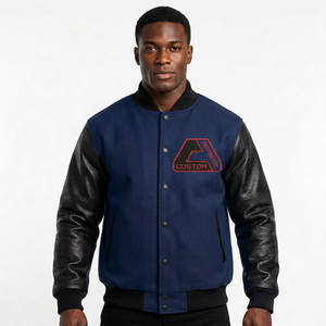 Chaqueta Varsity Roja Personalizada con Bordado para Hombre, Mangas de Cuero, Diseño con Parches Frontales, Ropa Casual de Invierno, Estilo Letterman - Product Image 4