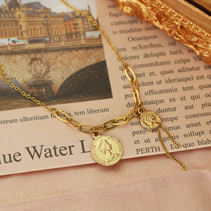 Gold Coin Charm Bracelet For Women Geometric Design Gift Jewelry Zinc Alloy Fashion Bracelet - Product Image 4