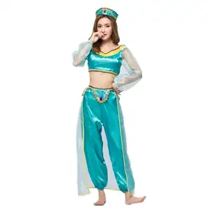 Grosir arab wanita kostum-Kostum Cosplay Wanita Halloween Putri Arab Aladdin Dewasa Jasmin Kostum HCAL-009