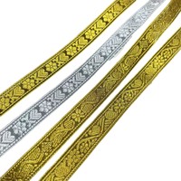 Pita Lurex Bordir Vintage Pola Honeysuckle dari Kain Jacquard Poliester KRT Lebar 2,5 cm Bergaya Etnik Dekoratif