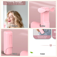 Ventilateur pliable portable avec éclairage LED, pales en silicone souple, commande tactile, rechargeable 1200 mAh USB, sûr pour les enfants, idéal pour les voyages nocturnes
