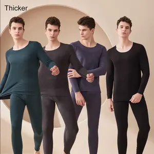 2 Stück Elastic Slim Ultra Soft Long Johns Thermo-Unterwäsche für Herren Fleece gefüttertes Basis-Layer-Set für kaltes Wetter