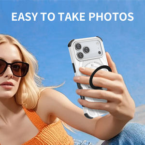 Coque de téléphone transparente en PC rigide, antichoc, robuste, avec anneau magnétique durable pour iPhone 17 16 Pro Max - Product Image 3