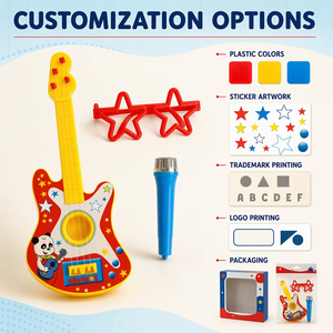 Kids Musical Instrument Toy Set Mini Guitar Handheld <strong>Microphone</strong> Star-Shaped Sunglasses Non-Electric Plastic Educational Pretend - Product Image 2