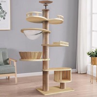 Tour d'escalade en bois et sisal du sol au plafond, avec mobilier d'appartement et plateforme de saut, maison pour animaux, arbre à chat - Vente en gros usine