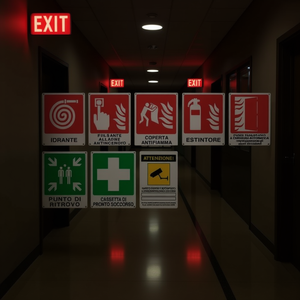 Juego de Señales de Incendio y Seguridad TTAKE para Uso en Emergencias con Iconos y Texto Claros en Italiano - Product Image 3