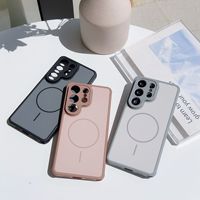 Casing Ponsel Mewah Warna-Blok dengan Tekstur Kulit, Magnetik, dan Penghilang Panas untuk Samsung Galaxy S26 S25 S24 S23 Ultra