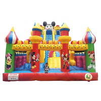 Structure gonflable licorne en PVC avec toboggan, matériau non toxique, certifiée CE, taille personnalisable pour location extérieure