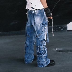 DiZNEW <span class=keywords><strong>Jean</strong></span> Baggy Homme, Faible MOQ, Lavage Personnalisé, Pantalon Cargo en <span class=keywords><strong>Jean</strong></span> Multi-Poches - Product Image 6