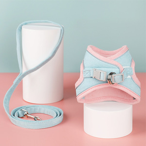 <b>Pet</b> <b>Harness</b> Suede Color-Blocked Reflective Leash For Cat Night Walks Safe Escape Prevention - Product Image 4