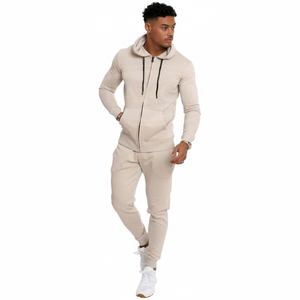 Survêtement personnalisé de qualité supérieure pour hommes, ensembles de jogging pour la saison d'hiver, 100% coton, survêtement à fermeture éclair complète pour hommes - Product Image 1