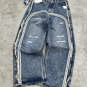 <span class=keywords><strong>Pantalon</strong></span> en jean YSJY OEM personnalisé de haute qualité, coupe ample décontractée, style vintage, effet usé, pour <span class=keywords><strong>homme</strong></span>, jambe droite - Product Image 3