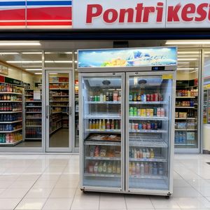 Commerciële gekoelde drankenpresentatiekoelkast met glazen deur, mechanische temperatuurregeling, LED-verlichting en verstelbare schappen voor winkels - Product Image 6