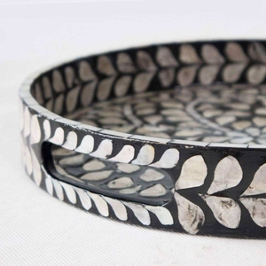 ถาดเสิร์ฟงานฝีมือประณีตจากเปลือกหอยมุก สำหรับตกแต่งโต๊ะทุกประเภท ถาดเปลือกหอยมุกสุดหรูสำหรับโต๊ะกาแฟและออตโตมัน - Product Image 1