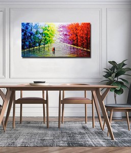 <span class=keywords><strong>Peinture</strong></span> à l'huile abstraite de <span class=keywords><strong>paysage</strong></span> forestier, couple <span class=keywords><strong>romantique</strong></span>, art texturé au couteau à palette, forêts colorées, <span class=keywords><strong>peinture</strong></span> acrylique sur toile - Product Image 2