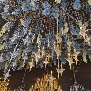 Decoración de Techo Acrílica con Forma de Estrella para Bodas, 10 Cabezas, Lámpara de Araña de Estrellas de la Suerte, Iluminación Decorativa para Festivales, Eventos, Fiestas y Bodas - Product Image 1