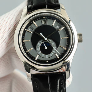 Montre unisexe haut de gamme 5A personnalisable, hommage au patrimoine, boîtier plaqué platine, griffes gravées, affichage du calendrier perpétuel - Product Image 1