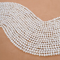 Chaîne de perles d'eau douce naturelles de forme pomme de terre blanches AA de 4-5 mm, 14 pouces, vente en gros pour la fabrication de bijoux
