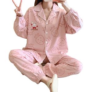 Offre Spéciale automne <span class=keywords><strong>à</strong></span> manches longues pyjamas <span class=keywords><strong>dessin</strong></span> <span class=keywords><strong>animé</strong></span> imprimé revers femmes dames adolescente vêtements de nuit 2 pièces décontracté mignon costume - Product Image 1