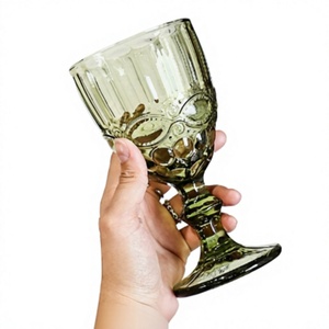 Elegant Vintage Embossed Reusable Glass <b>Wine</b> <b>Goblets</b> for Wedding Boutique Hotels & Fine Dining Customized Modern Wedding Gift - Product Image 2