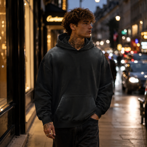 Sudadera con Capucha de Felpa de Algodón de 460G con Logotipo Personalizado, Lavado Ácido, Estilo Urbano, Ropa Informal para Exteriores, Corte Holgado, Estilo Y2K, Degradado - Product Image 1