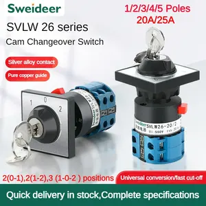 Anahtar ile LW26-20 LW26-25 elektrik 2/3 pozisyon döner kam geçiş anahtarı gümüş kontak 20A 25A 1/2/3/4/5 direkleri Cam anahtarı - Product Image 2